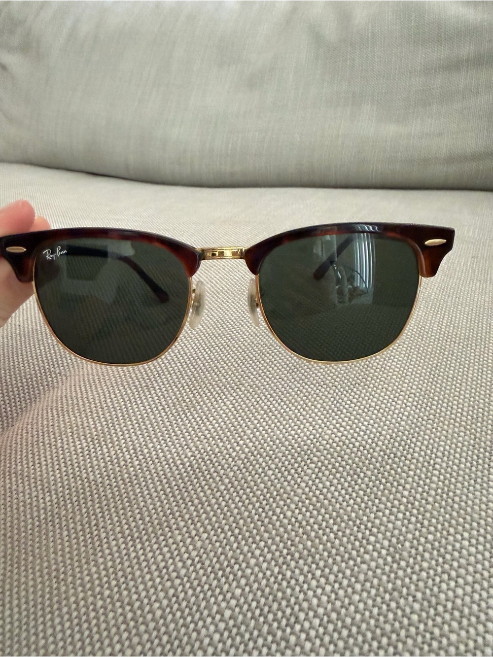 Ray-Ban Clubmaster Sunglasses in Tortoiseshell with polarized Green Lenses